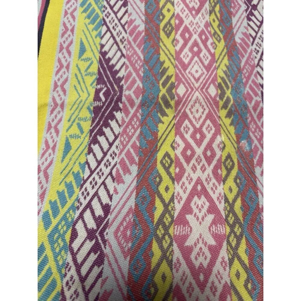 Set of 8 Bright Pink Rainbow Colorful Mexican Striped Woven Fabric‎ Napkins